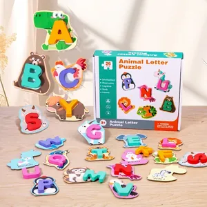 Wooden Alphabet Animal Matching Puzzle Early Educational Montessori Learning Toy For Toddlers Kids Birthday Gift