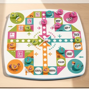 Fire safety educational flying chess game with 12 wooden pieces and dice for children