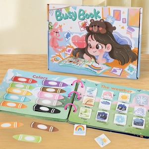 Montessori busy book educational toy set with interactive weather and color cognition pages