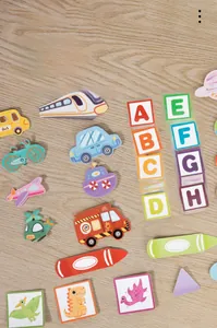 Educational Busy Book with colorful transportation stickers and English letters for toddlers