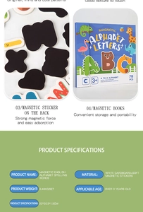 Detailed specs of magnetic letter spelling set with strong magnetic force and dimensions