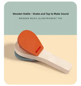 Detail of colorful wooden castanet musical toy for children musical enlightenment