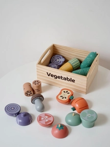 Détails du panier de légumes en bois pour jeu d'imitation et épicerie d'enfants