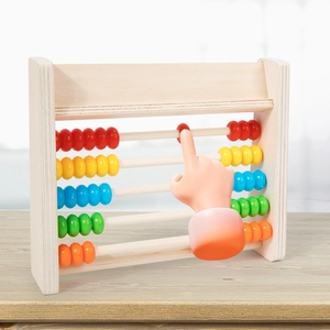 Ábaco de madera con 5 filas de cuentas coloridas para aprender matemáticas básicas