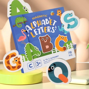 78-piece magnetic alphabet puzzle for kids with cute animal patterns and storage box