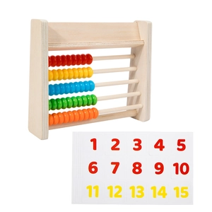 Ábaco de madera de 5 filas con 50 cuentas de colores y tarjetas de matemáticas