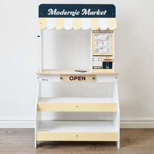 Ensemble de Jeu de Marché en Bois Simulation de Magasin de Fruits et Légumes Jouet Éducatif pour Enfants
