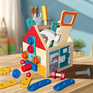 Wooden Montessori Tool Box Busy Box For Kids Screwdriver Board Set Educational Nut Assembly Building Toy For Boys Girls Gifts