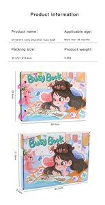 Detailed product dimensions for the Montessori busy book including size and weight specs