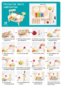 Step-by-step assembly guide for the children's wooden multi-functional musical instrument set