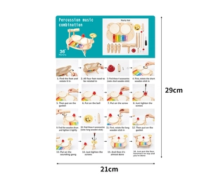 Detailed 16-step assembly guide for kids wooden multi-functional percussion musical toy