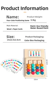 Detailed view of the wooden logic game board with colorful cards for kids' brain training