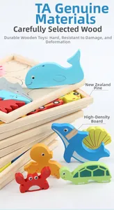 Detail of wooden animal puzzle set made of New Zealand pine wood and high density fiberboard