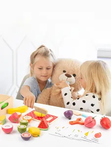 Holz-Schneidespielzeug-Set für Kinder mit magnetischem Obst und Lernkarten