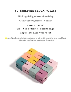 Macro view of 3D multicolored wooden blocks for multi-dimensional puzzle building