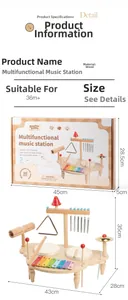 Detailed size specifications for the wooden multifunctional musical toy table station