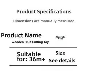 Technische Details für Holz-Schneidespielzeug mit Altersfreigabe ab 36 Monaten auf Weiß