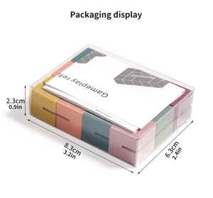 Packaging display of 3D building block cubes in Morandi colors with size markings