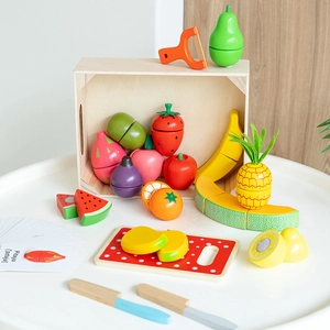 Montessori Holz Obst Schneiden Spielzeug Für Kleinkinder Küche Simulation Spiel Essen Mit Aufbewahrungsbox Pädagogisches Lernspielzeug Kinder Küche