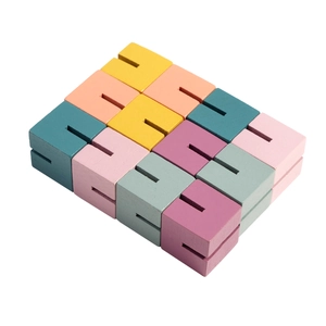 3D wooden puzzle building blocks in Morandi colors with T-shaped slots for kids