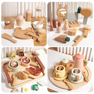 Hölzernes Rollenspielzeug Küche Make-up Nachmittagstee Spielzeug Für Kinder Jungen Mädchen Pädagogische Simulation Geschenk