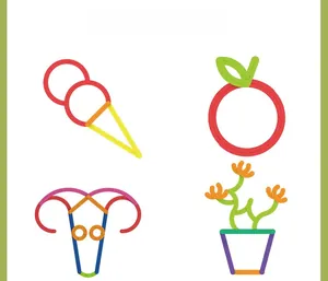 DIY colorful puzzle building blocks creative set showing ice cream and apple shapes