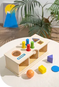Three-in-one Montessori wooden geometric shape sorting box for early toddler education