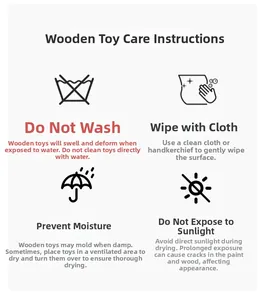 Care guide for wooden multiplication board showing cleaning and maintenance instructions