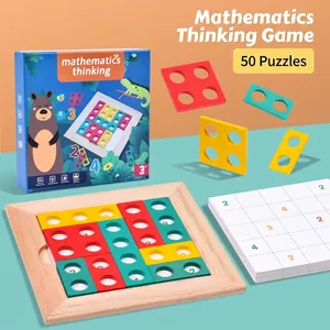 Wooden Mathematical Thinking Logic Training Game Block Puzzle For Kids 50 Challenges Educational Math Learning Toy