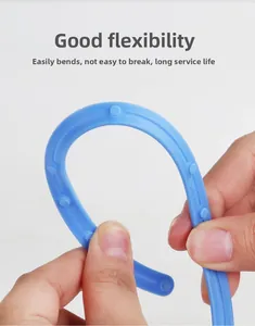 Flexible blue building block strip showing 90-degree bending durability for DIY sets