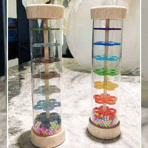 Wooden Rainbow Rainstick Toy For Toddlers Sensory Auditory Development Rain Maker Music Teaching Aids For Kids Education