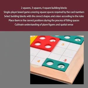 Educational wooden Tetris puzzle for kids logical thinking and math skill training