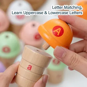 Wooden ice cream alphabet matching toy with letter A for early childhood education