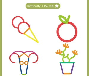DIY educational building blocks showing easy apple, ice cream, and flower shapes