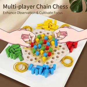 Wooden Triangle Chain Chess Desktop Game For Kids Logic Thinking Training Montessori Educational Multiplayer Interaction Board Toys