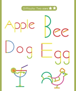 DIY educational building blocks showing Apple, Bee, Dog and Egg word patterns