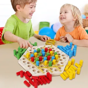 Multiplayer wooden chain triangle chess game for family strategy and brain training