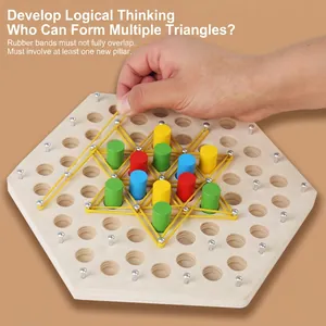 Multiplayer wooden triangle chain board game for family logic and strategy training