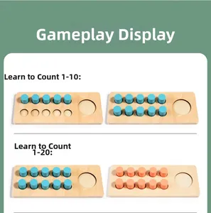 Wooden ten-frame math toy showing counting modes for learning numbers one to twenty