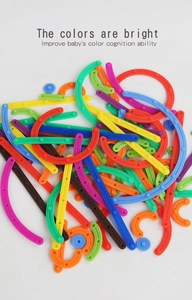 Colorful DIY educational building block set with vibrant plastic connectors and circles