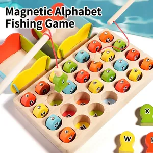 Hölzernes Magnetisches Alphabet Angelspielzeug Set Montessori Pädagogisches Hand-Auge-Koordinationstraining Spielzeug Für Kinder Vorschule Lernbox