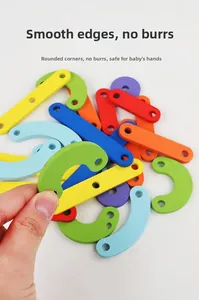 Macro of hand-held wooden building block showing smooth rounded edges and child-safe finish