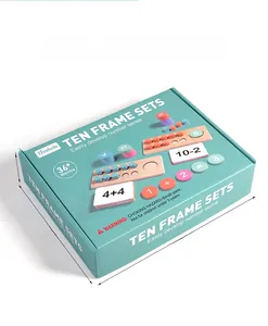 Detail view of wooden Ten Frame Set math toy packaging box with 23x17x5.2cm dimensions