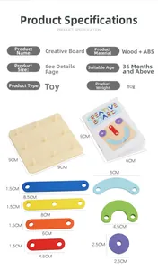 Detailed product dimensions for the Montessori geometric wooden puzzle and components