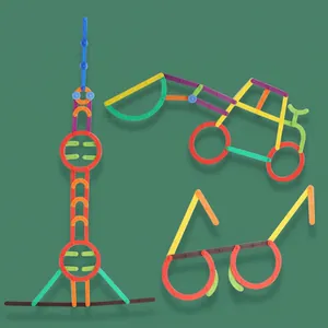 DIY creative building blocks set for children showing multiple colorful 3D shape designs