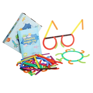 Creative DIY building blocks set with colorful plastic pieces for kids aged 36M+