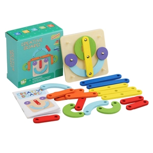 Creative wooden Montessori geometric puzzle board set for early educational shape learning