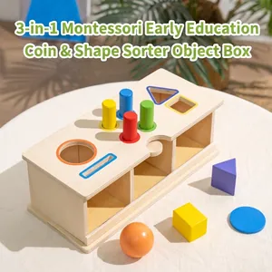Montessori Wooden Geometric Shape Sorter Toy For Toddlers Preschool Learning Intellectual Development Hand Eye Coordination Training Activity