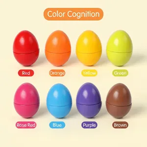 8-piece wooden toy eggs set for early education color recognition and shape matching