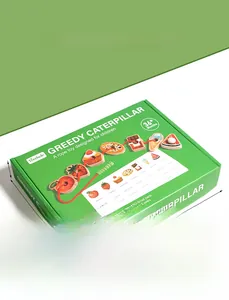 Greedy Caterpillar threading toy in portable green gift box packaging for storage